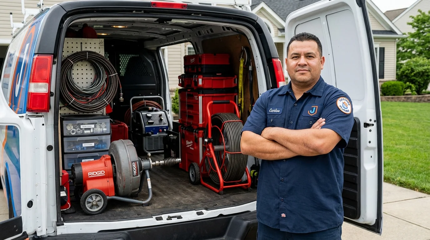 Professional drain cleaning equipment and Johns Plumbing LLC plumber in Pearisburg